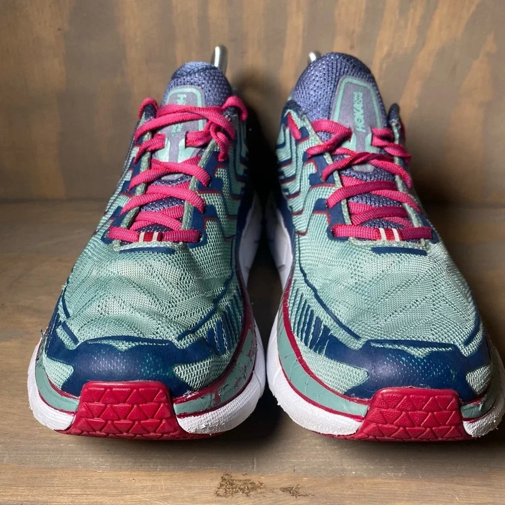 Hoka One One Womens Clifton 4 Running Shoes Blue Coral 1016724 Lace Up 9M_3